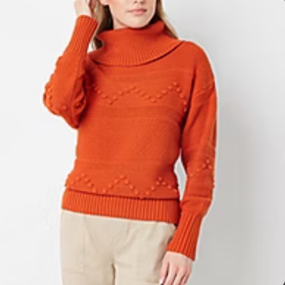 Frye And Co Sweater Chunky Knit Pullover Cowl Neck Casual Rust Orange Small